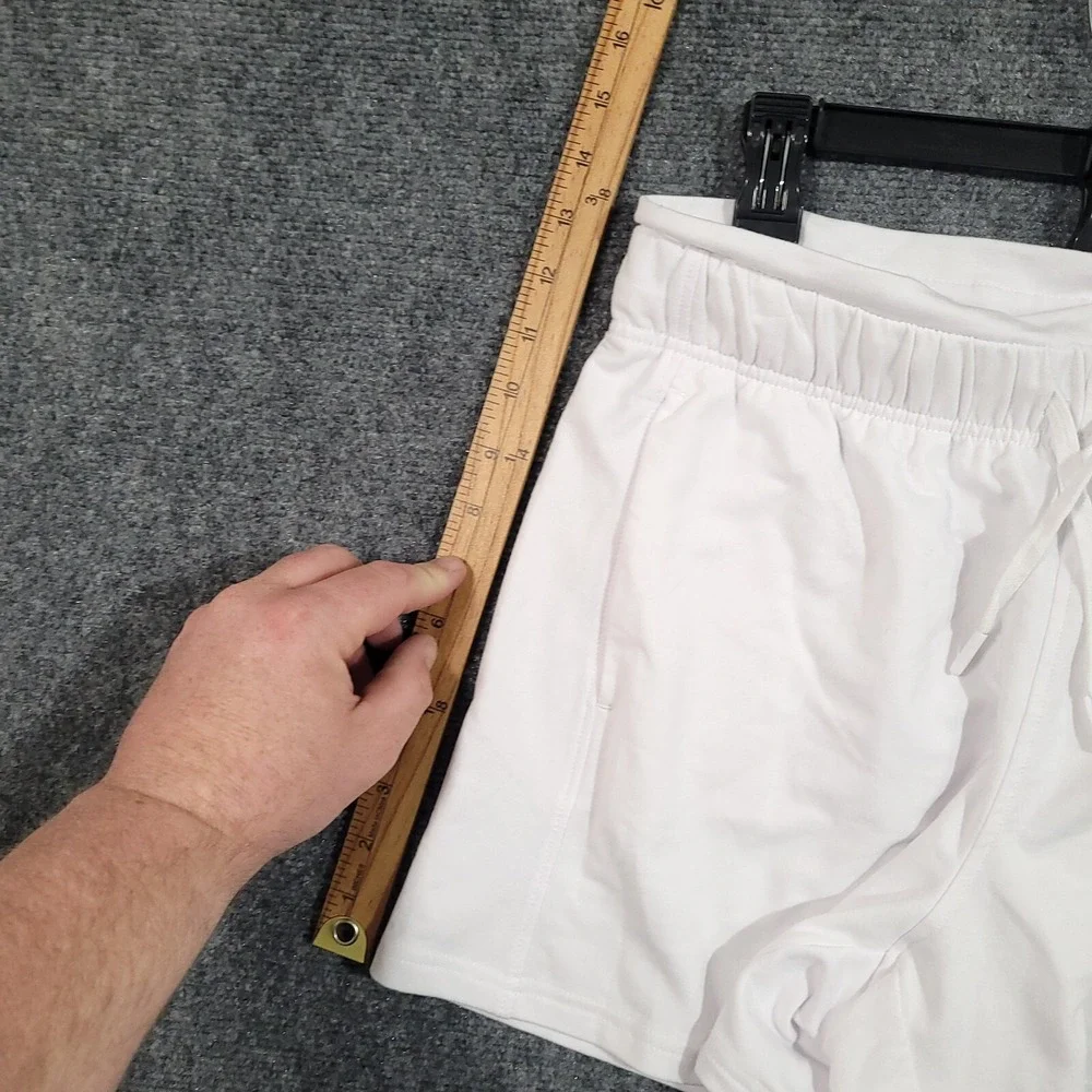 RBX French Terry Shorts Womens Medium Novelty Waistband Pockets‎ White